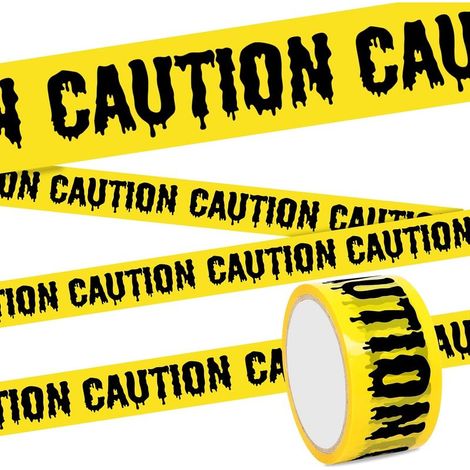 Ruban de signalisation d'Halloween - ATTENTION Ruban de sécurité auto-adhésif pour barricades (1/5)