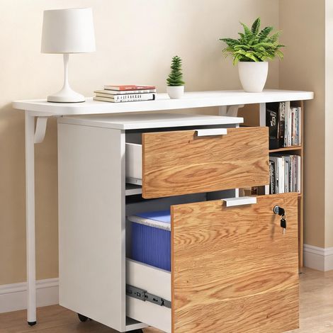 Meuble de rangement de bureau blanco y Natural 42 x 40 x 60 cm (1/5)