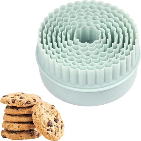 Juego de 8 piezas de moldes redondos para galletas: cortador, molde para pastel de luna, forma redonda, bizcochos, pasteles y tartas (1/5)