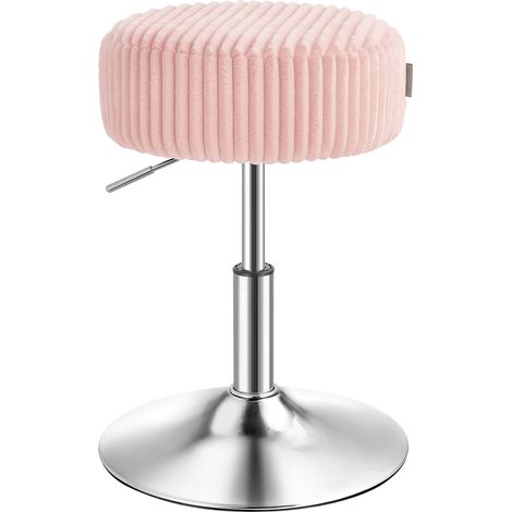 Ensemble de 2 Tabourets de Coiffeuse, Velours, Réglables, Pivotants, Coussin Épais, 38,5 x 38,5 x 44-56 cm, Rose (1/5)