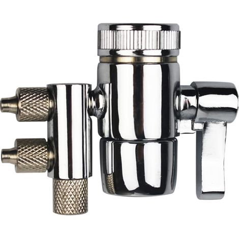 2-voies 3/8 pouces de diamètre extérieur Valve de commutation chromée pour robinet de comptoir, filtre à eau, purificateur d'eau, filtre d'osmose inverse RO, adaptateur de tuyau (1/4)