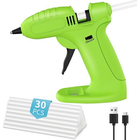 Pistolet Colle Chaude Thermofusible Chauffage Rapide avec 30 Bâtons Colle, Ajutage Anti Ecoulement, Pistolet à Colle Sans Fil USB-C pour Réparation Bureau Maison, Artisanat, Bricolage, Loisir Créatif (1/5)