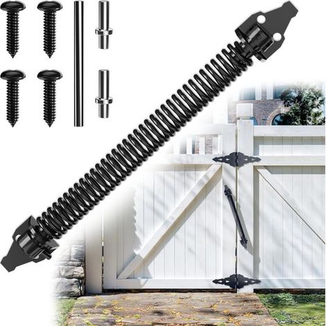 Ressort de portail de jardin en métal - 36 cm - Ressort de portail réglable pour portail de jardin - Ressort de porte - Verrou de portail de jardin - Ferme-porte - Fonction de fermeture automatique - (1/5)