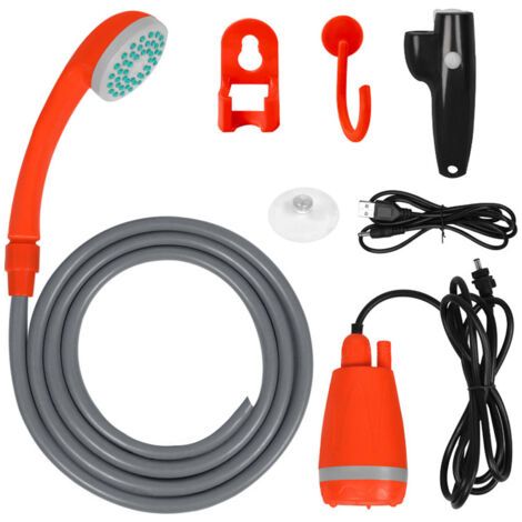 Douche de voiture, portable, USB, électrique, rechargeable, batterie au lithium, orange