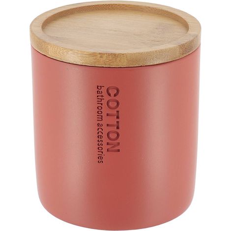Scatola di cotone in poliresina con coperchio in bambù - terracotta/bambù - Tendance