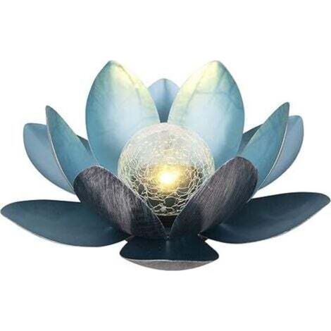 Solarlampe, Durchmesser 27 cm, Höhe 11 cm, Metall, silber/blau