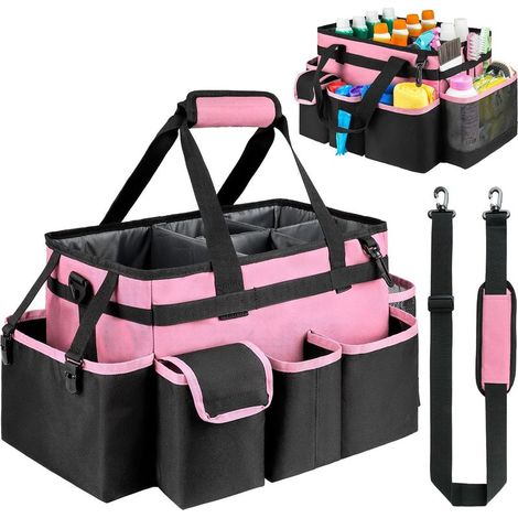 Reinigungstasche, großer Reinigungsmittelbehälter mit Griff, Reinigungsset, rosa (1/5)