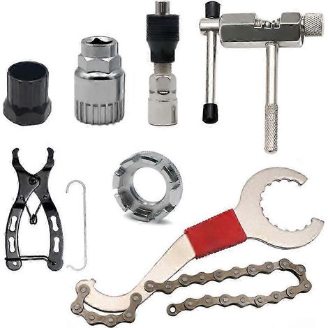 Kit d'outils de réparation de vélo, coupe-chaîne pour VTT, kit de réparation de vélo, outil de démontage de boîtier de pédalier à roue libre AH WHBYV (1/4)