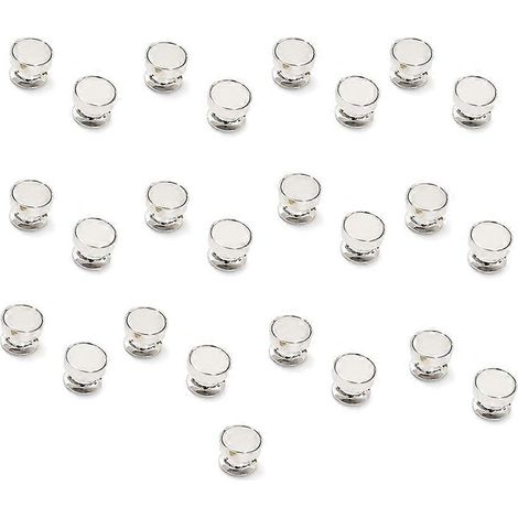 25 attaches magnétiques nickelées pour badges, étiquettes nominatives, aimants de réfrigérateur, accessoires de quincaillerie ( )