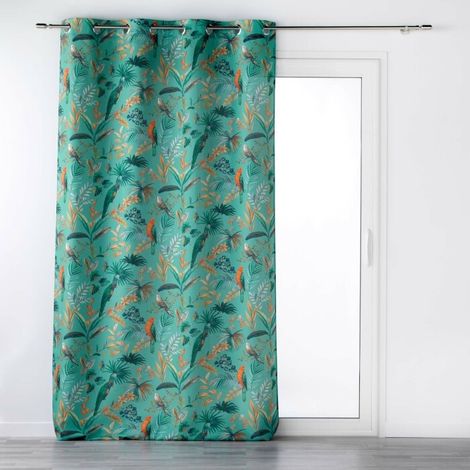 Rideau a oeillets 140 x 260 cm polyester imprime panis Bleu (1/5)