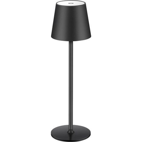 Lampe de bureau sans fil noire 10 x 10 x 38 cm, 1 LED, rechargeable, tactile, idéale pour les restaurants, les chambres et les bars. (1/5)