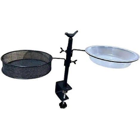 Mangeoire à oiseaux de terrasse à hauteur réglable avec pince, peut être utilisée comme mangeoire à oiseaux ou support pour pot de fleurs, rotation à 360 degrés. (1/5)