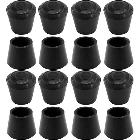 16 embouts en caoutchouc - pour pieds de table, chaise, meuble - diamètre intérieur 20 mm, noir
