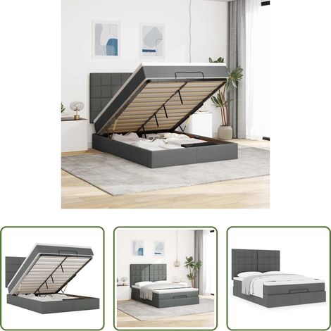 vidaXL Taschenfederkern -  Ottoman-Bett mit Matratze Dunkelgrau 140x200 cm Stoff (1/5)