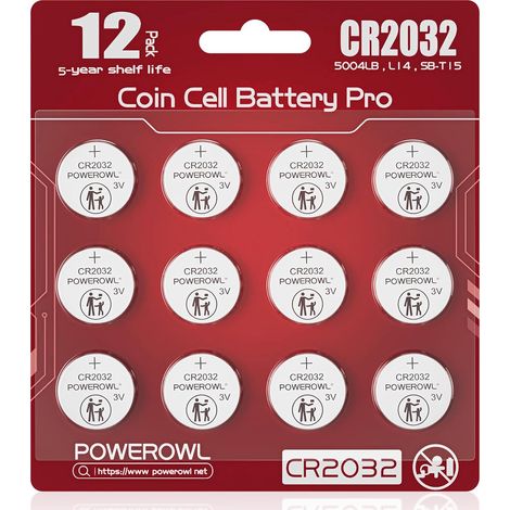 Lot de 12 Piles CR2032 3V, Piles Boutons Haute Capacité pour Détecteurs de Mouvement, Capteurs d'Ouverture et Alarmes de Maison (1/5)