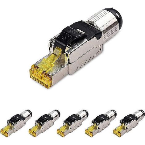 Lot de 6 connecteurs RJ45 8" blindés sans outil, Cat8, fiche de terminaison de terrain, connecteur Cat8, prise Cat8 (1/5)