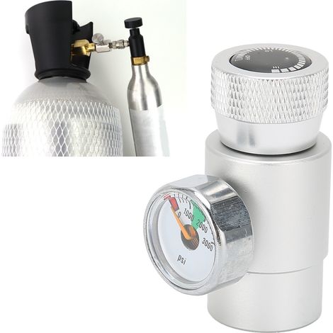 Adaptador de recarga de CO2 con regulador de gas y manómetro de 3000 psi para dispensadores de refrescos ASA, aluminio plateado, juego completo TR21-4/1/8NPT. (1/5)