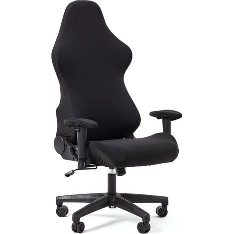 Housses de siège - Avec 2 housses d'accoudoir, 1 housse de dossier et 1 housse d'assise - Polyester - Zwart - Universel - Housse de chaise de bureau - Housses de siège Ordinateur - Housse de chaise - (1/5)