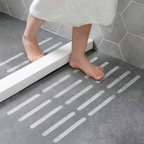 Bandes antidérapantes pour baignoire (lot de 12), bandes ovales (20 x 2 cm), autocollants antidérapants pour salle de bain (1/5)