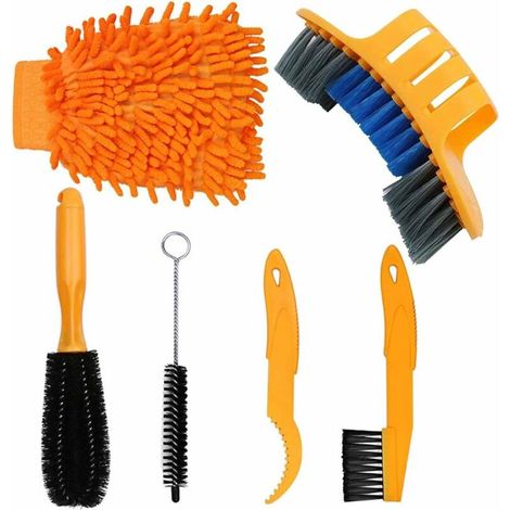 Outils De Nettoyage De Vélo, Outil de Nettoyage d'entretien Multifonction, kit Complet de Nettoyage du vélo pour chaîne/pneus/pignon/Roue de Cyclisme/Taches, pour Tous Les Types de Vélos (1/5)