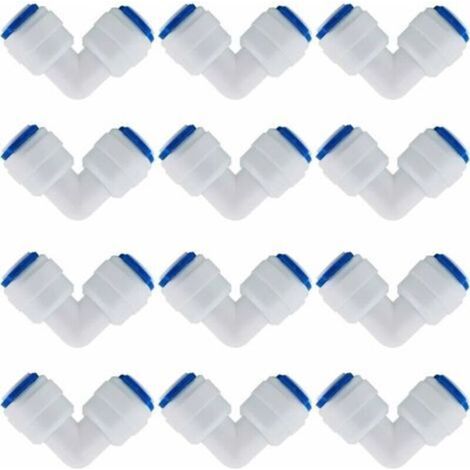 12 Pcs Accessoires De Filtre à Eau RO Raccord De Buse 1/4 Pouces 90 Degree Right Angle Fast Docking pour Raccorder Les Raccords De Tuyauterie d'eau, Tuyau de réfrigérateur (1/2)