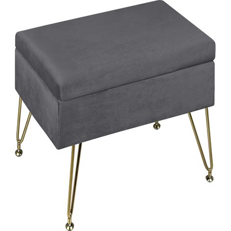 Pouf Contenitore Poggiapiedi Velluto Con Struttura Circolare Cromata Oro Elegante Imbottito Sgabello Per Toeletta Mobile Trucco Ottomano Ingresso Camera Da Letto Soggiorno Salotto Rotondo Stone