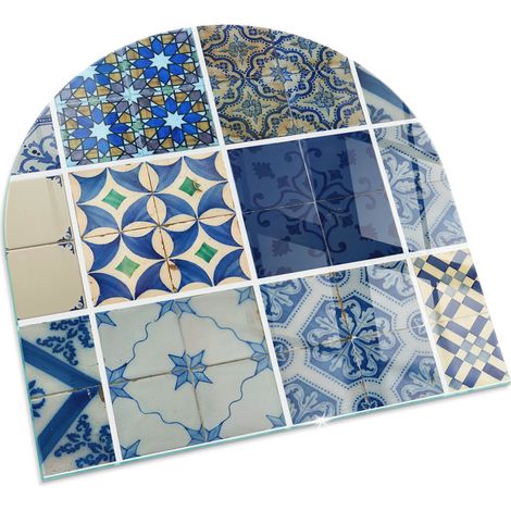 Piastra per Camino di Vetro Temperato Protezione per Caminetto dal Calore Resistente a Scintille e Graffi Motivo per piastrelle in ceramica 100x100 (1/5)