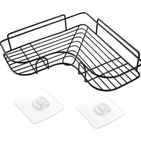 Mensola angolare per doccia senza fori, portasapone in acciaio inox, accessori autoadesivi per bagno e cucina (nero)