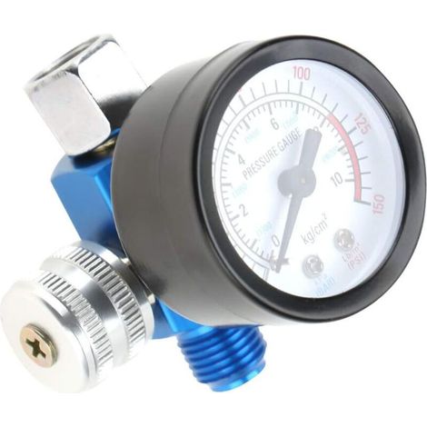 Régulateur de pression d'air pour pistolet à peinture, 1/4 pouce Régulateur de pression avec manomètre pour Compresseurs d'air et outils à air, 0-10BAR 0-150PSI (1/5)