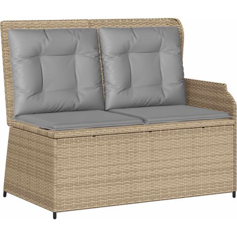 Maison Exclusive - Gartenbank mit Kissen Beige und Grau Poly-Ratt