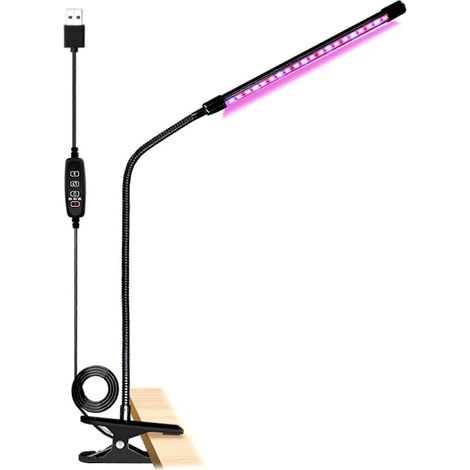 Lampe de croissance pour plantes 10 W à spectre complet avec minuterie marche/arrêt automatique 3/9/12 h (1/5)