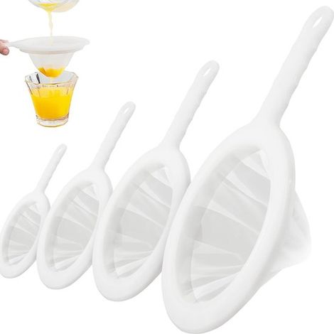 4 teilig Filtersieb Nylon Feinsieb mit Griff 100/200/300/400 Mesh Lebensmittelfilter Feinsieb Küchensieb aus Kunststoff Feinsieb zum Filtern von (1/5)