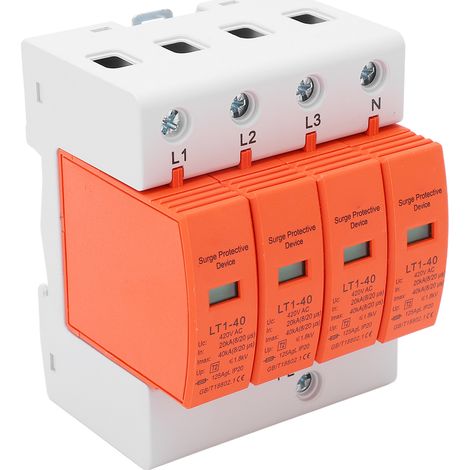 Schnell ansprechender Überspannungsableiter, 36-mm-Schienenmontage, 4-poliges Überspannungsschutzgerät, 20–40 kA, 420 V (1/5)