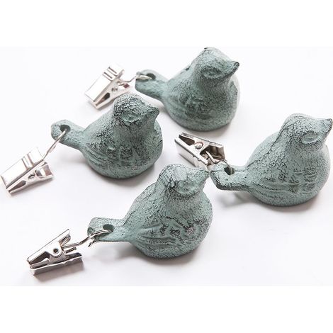(Weiß) 4 Stück antike Tischdeckenbeschwerer aus Gusseisen in Vogelform, Vintage-Tischdeckenbeschwerer-Clips, Aufhänger, Tischdeckenbeschwerer-Set mit Anhänger für Picknicktische im Freien, auch für de (1/5)