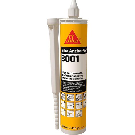 Sika - Sika AnchorFix 3001, Grigio - Adesivo per ancoraggi - Per fissaggio barre filettate e d'armatura in calcestruzzo, ecc. - 250 ml (1/5)