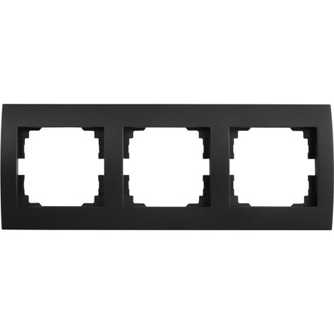 Kanlux LOGI 33574 Triple Horizontal Frame, Matte Black, 3-Gang Switch/Socket Wall Plate Surround, Modern Modular Electrical Accessory, Scratch-Resistant Finish, 2-Year Warranty (1/2)