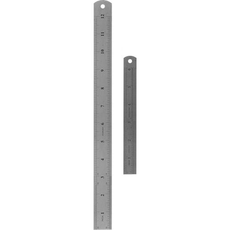 Règle droite à double échelle en acier inoxydable (2 pièces) (1/5)