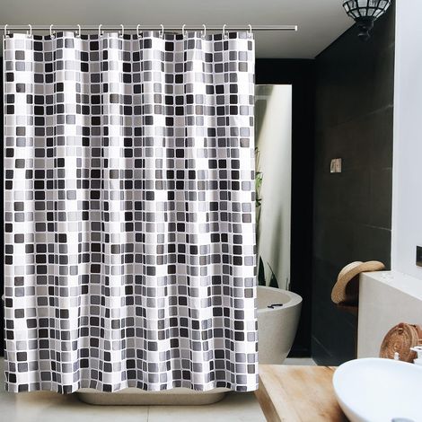 Rideau de salle de bain de haute qualité, rideau de douche mosaïque classique, rideau de douche imperméable en polyester, rideau de salle de bain décoratif (120x200cm) (1/3)