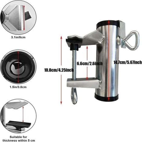 Supporto per morsetto per ombrellone resistente per panca, patio, spiaggia, sedia da pesca, morsetto di montaggio (1/3)