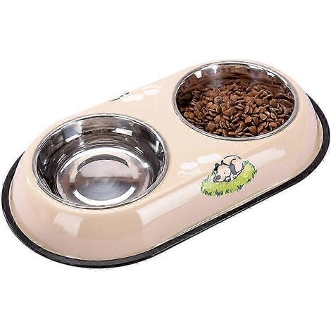 Gamelles doubles en acier inoxydable : parfaites pour les chiens et les chats, conviennent au riz et aux autres aliments. (1/5)