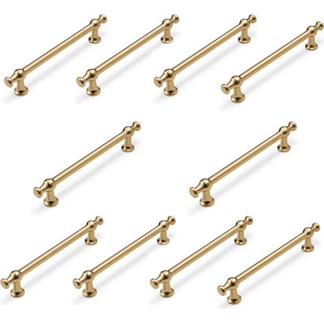 Tirador de cajón dorado de 128 mm (10,5 pulgadas) para armarios de cocina, dormitorio, baño u oficina.