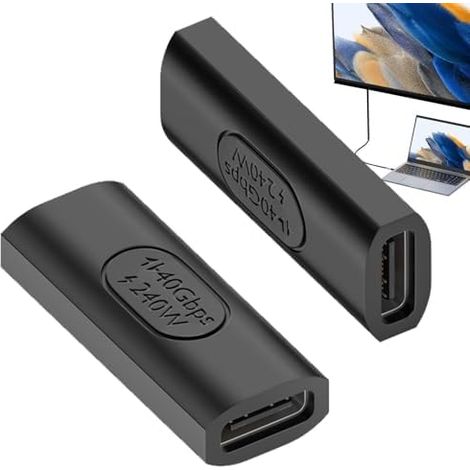 Adaptateur USB-C vers USB-C 8K, adaptateur USB 40 Gbit/s  Adaptateur USB 4.0 8K 40 Gbit/s haute définition pour la charge rapide de tablettes et de téléphones portables : idéal pour le camping, la mai (1/5)