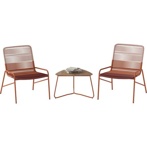 COSTWY Set Salotto da Giardino in Rattan PE, con 2 Sedie e Tavolo Laterale in Legno-Plastica, Set Bistro per Balcone, Portico e Cortile (1/5)