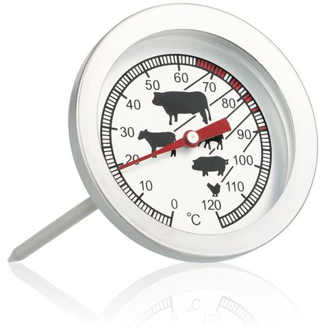 Thermomètre à rôtir en acier inoxydable thermomètre à viande analogique jusqu'à 120 ° C thermomètre (1/5)