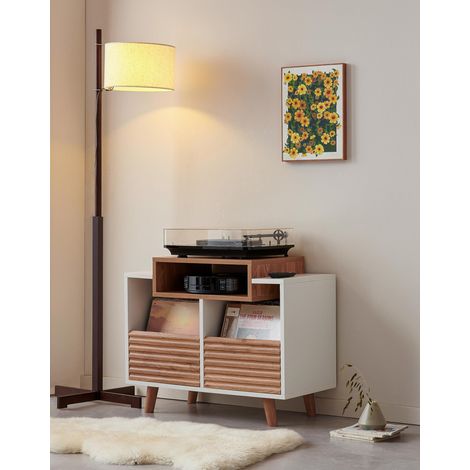 Norstone Oslo 800 Mobile Porta Vinili Hi-Fi 2 Cassetti 160 Dischi Bianco/Rovere Chiaro 80x64x40 cm (1/4)