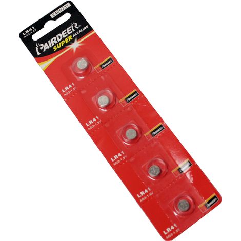 BeMatik - Pile de bouton LR41 AG3 1.5V pack de 5 unités (1/4)