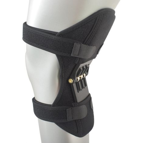 Lot de 2 genouillères Kraft avec 4 ressorts, protections stabilisatrices réglables pour le sport, soutien des genoux pour l'escalade, les squats et le volley-ball (noir)