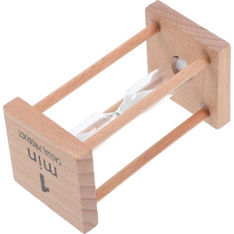 Sablier Minuteur en Bois Blanc 1 Minute Verre et Sable (1/5)