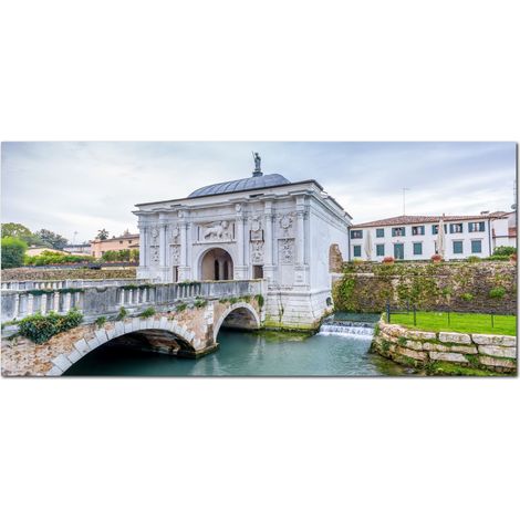 Lupia - Quadro moderno su Tela Canvas DEEP 65X143 cm, con paesaggi e localismi italiani, per casa, soggiorno, capezzale camera da letto, hotel, ufficio, TREVISO - PORTE ANTICHE (1/4)
