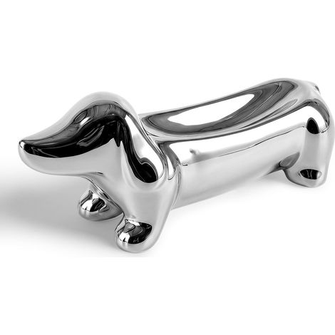 Porte-Bijoux en Céramique Teckel, Vide-Poche Design Chien pour Bagues, Colliers et Clés, Décoration de Table de Chevet, Cadeau pour Amateurs de Teckels, Argent (1/5)